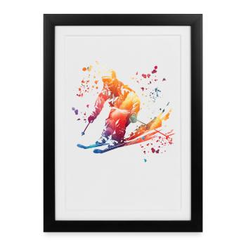 Ski alpin Sports d’hiver Ski nordique - Affiche encadrée (27 × 37 cm) - noir - Devant