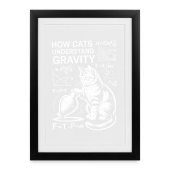Physics Cats Sayings Math Joke Physics Gift - Framed poster (27 × 37 cm) - black - Front