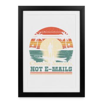 Couchers de soleil en chasse au paddle debout - Affiche encadrée (27 × 37 cm) - noir - Devant