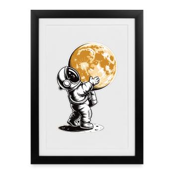 T-shirt Astronaute qui serre la Lune dans ses bras - Affiche encadrée (27 × 37 cm) - noir - Devant