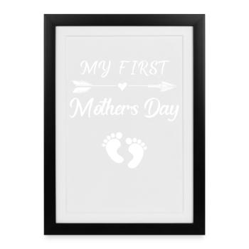 Ma première maman de la fête des mères à être chemise - Affiche encadrée (27 × 37 cm) - noir - Devant