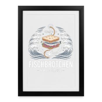 Fish Rolls Nordic Classic Shirt - Framed poster (27 × 37 cm) - black - Front