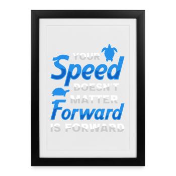Forward is Forward Motivational Turtle Quote Art - Framed poster (27 × 37 cm) - black - Front