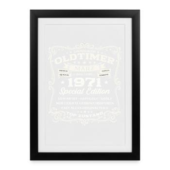 55. Geburtstag Geschenk Mann Oldtimer März 1971 - Gerahmtes Poster (27 × 37 cm) - Schwarz - Vorne