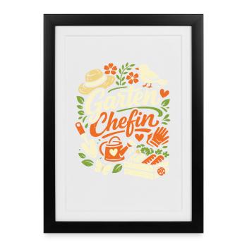 Cadeau Jardinier Patron - Affiche encadrée (27 × 37 cm) - noir - Devant