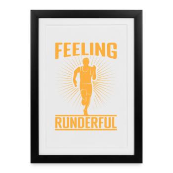Courir Courir Courir Marathon En Train de Courir Un Marathon Rondeuse - Affiche encadrée (27 × 37 cm) - noir - Devant