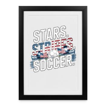 Stars Stripes Soccer – USA Fußball Fan - Framed poster (27 × 37 cm) - black - Front