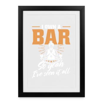 Barman Barman, Passionné de bar, Propriétaire de cocktail et de bar - Affiche encadrée (27 × 37 cm) - noir - Devant