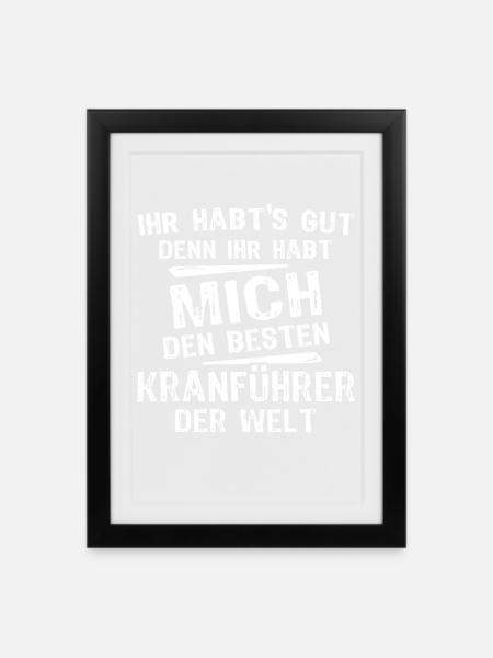 Kranführer - Gerahmtes Poster (27 × 37 cm) - Schwarz