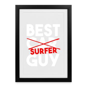 Best Surfer Guy Funny Surfing Typography - Framed poster (27 × 37 cm) - black - Front