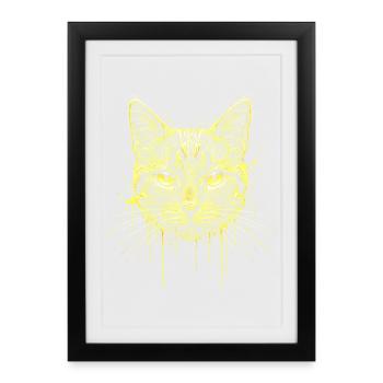 Portrait de chat Look Or – Noble Cat Face - Affiche encadrée (27 × 37 cm) - noir - Devant