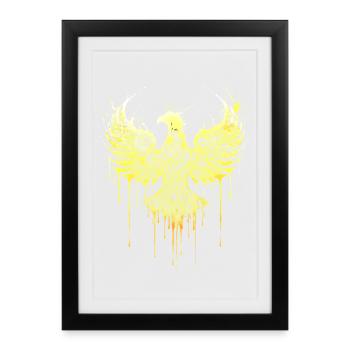 Phénix d’or – Silhouette d’aigle noble art de rue - Affiche encadrée (27 × 37 cm) - noir - Devant