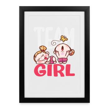 Fête de révélation de sexe de l’équipe Girls rose - Affiche encadrée (27 × 37 cm) - noir - Devant