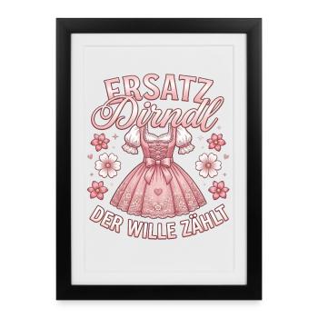 T-shirt traditionnel Chemise traditionnelle féminine Chemise Dirndl - Affiche encadrée (27 × 37 cm) - noir - Devant
