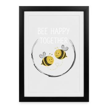 Bee Happy Together Bees - Framed poster (27 × 37 cm) - black - Front