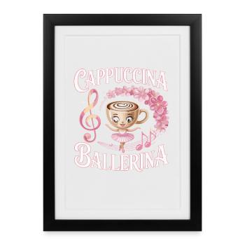 Cappuccina, ballerine du café, danseuse de ballet pour - Affiche encadrée (27 × 37 cm) - noir - Devant