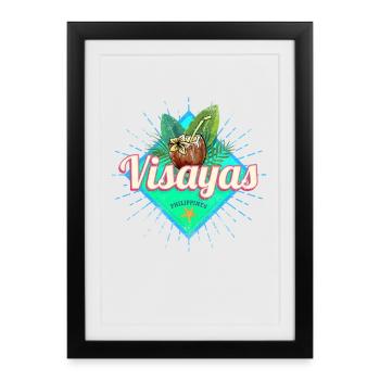 Visayas Philippinen Kokosnuss Filipino Souvenir - Affiche encadrée (27 × 37 cm) - noir - Devant