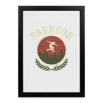 Parkour rétro Freerunning - Affiche encadrée (27 × 37 cm) - noir - Devant