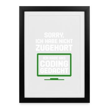 Coding Monitor Tee - Framed poster (27 × 37 cm) - black - Front