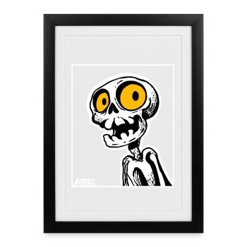 Skeleton Cartoon with Big Yellow Eyes - Framed poster (27 × 37 cm) - black - Front