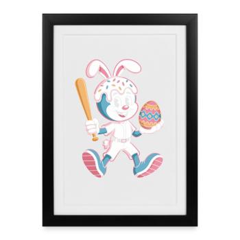 Hoppelhase with Easter egg - Framed poster (27 × 37 cm) - black - Front