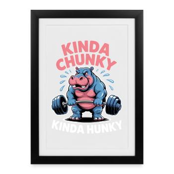 Cadeau de la blague de fitness Gym Bear Chunky Hunky Hunky Dicts de Fitness - Affiche encadrée (27 × 37 cm) - noir - Devant