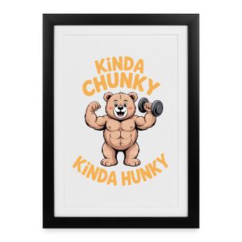 Cadeau de la blague de fitness Gym Bear Chunky Hunky Hunky Dicts de Fitness - Affiche encadrée (27 × 37 cm) - noir - Devant