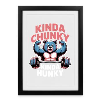 Cadeau de la blague de fitness Gym Bear Chunky Hunky Hunky Dicts de Fitness - Affiche encadrée (27 × 37 cm) - noir - Devant