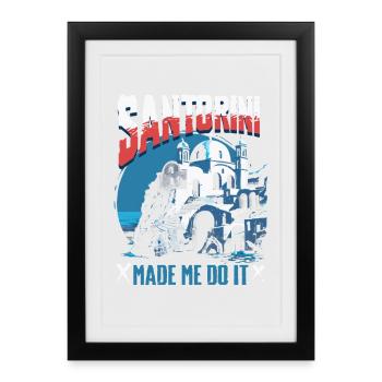 Santorin - Affiche encadrée (27 × 37 cm) - noir - Devant