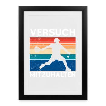 Jeu de padel ESSAIE DE SUIVRE Rétro Drôle - Affiche encadrée (27 × 37 cm) - noir - Devant