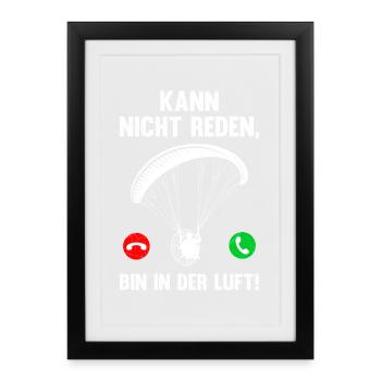 Paramotor CAN'T TALK I'M IN THE AIR - Framed poster (27 × 37 cm) - black - Front