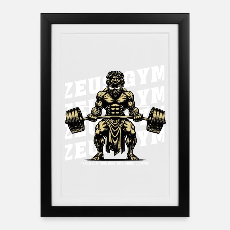 Zeus - Gym - Gerahmtes Poster (27 × 37 cm) - Schwarz