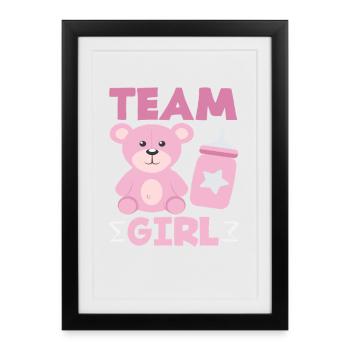 Fête de révélation de sexe de l’équipe Girls Ours Rose - Affiche encadrée (27 × 37 cm) - noir - Devant