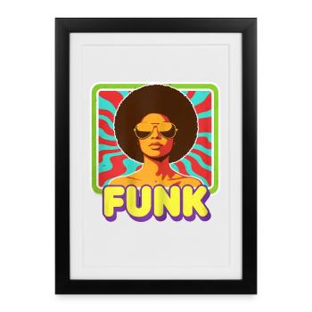 Funk Afro Soul des années 70 Rétro Vintage Groovy Style - Affiche encadrée (27 × 37 cm) - noir - Devant