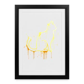 Look doré silhouette de chat – Élégant chat - Affiche encadrée (27 × 37 cm) - noir - Devant