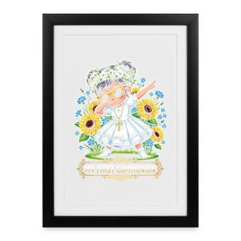 La danseuse de la fleur de la Première Communion - Affiche encadrée (27 × 37 cm) - noir - Devant