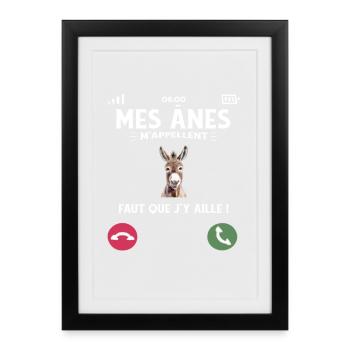 I don't have time my donkeys call me humor - Framed poster (27 × 37 cm) - black - Front