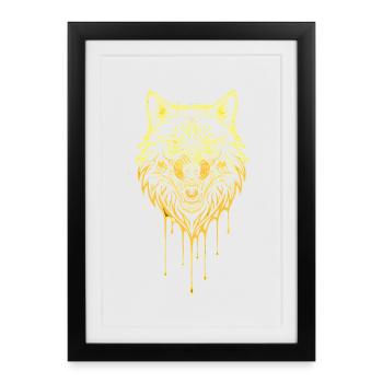 Wolf Head Édition Or - Affiche encadrée (27 × 37 cm) - noir - Devant
