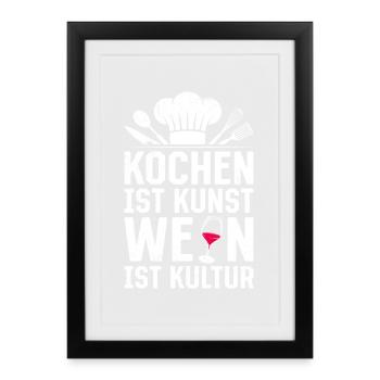 Chef COOKING IS AN ART WINE IS CULTURE - Framed poster (27 × 37 cm) - black - Front