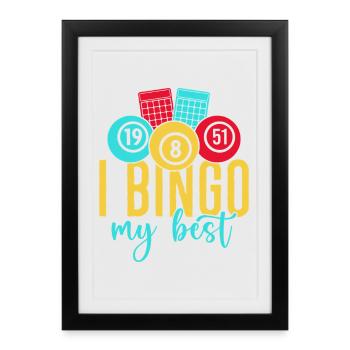 Jeu de bingo Je bingo Mon meilleur bingo - Affiche encadrée (27 × 37 cm) - noir - Devant