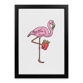 Frites flamants - Affiche encadrée (27 × 37 cm) - noir - Devant