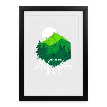 And So The Adventure Begins Mountain Forest Art - Framed poster (27 × 37 cm) - black - Front