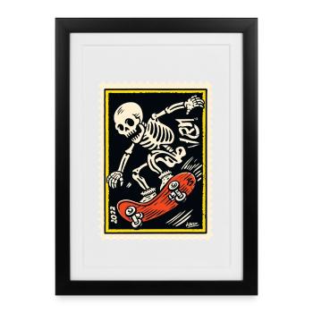 Skeleton Skater on Skateboard - Framed poster (27 × 37 cm) - black - Front
