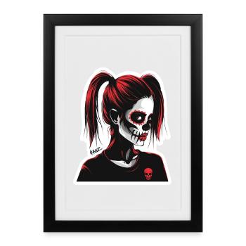 Portrait punk du Día de Muertos - Affiche encadrée (27 × 37 cm) - noir - Devant