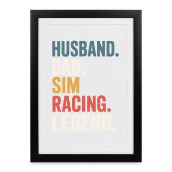 Husband Father Sim Racing Legend - Framed poster (27 × 37 cm) - black - Front