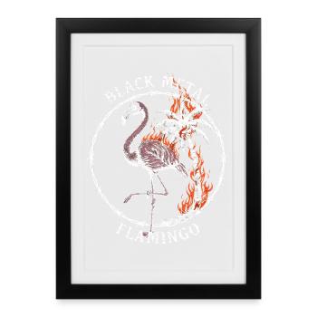 Black Metal Flamingo – Burning Palm Tree Gothic - Affiche encadrée (27 × 37 cm) - noir - Devant