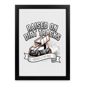 Raised On Dirt Tracks Racing Motiv - Framed poster (27 × 37 cm) - black - Front
