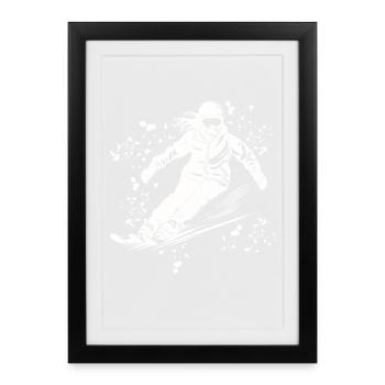 Ski alpin Sports d’hiver Ski nordique - Affiche encadrée (27 × 37 cm) - noir - Devant