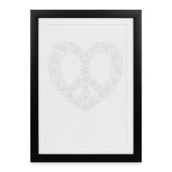 T-shirt cœur de cannabis – Cœur de feuille de chanvre - Affiche encadrée (27 × 37 cm) - noir - Devant