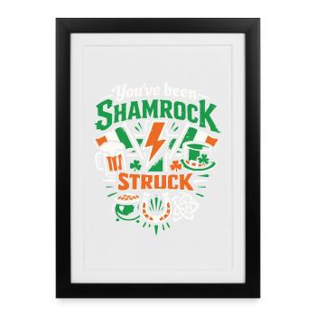 Tu as été frappé par le trèfle | La Saint-Patrick - Affiche encadrée (27 × 37 cm) - noir - Devant